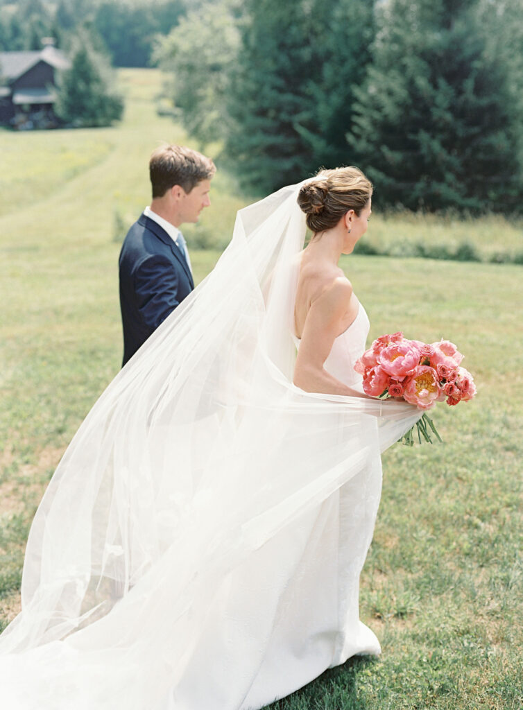 Wedding veil in the wind