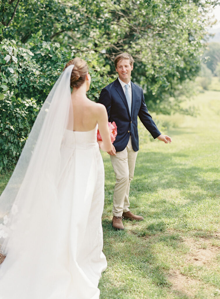 First look at wedding in stowe vermont